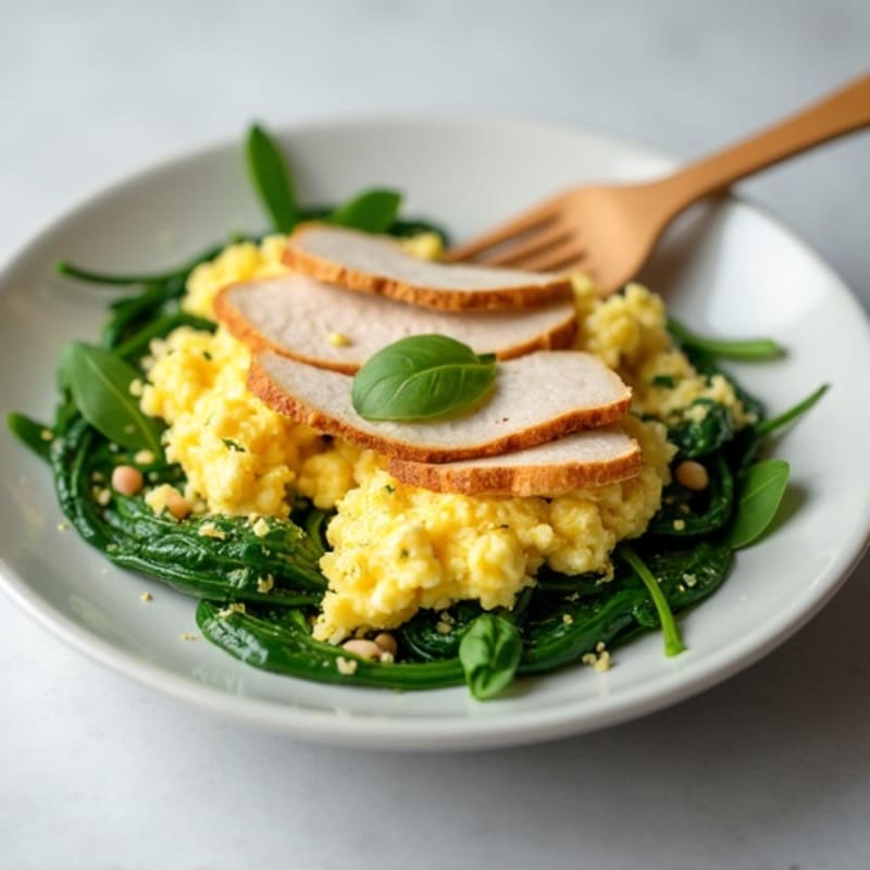 Egg White Spinach Scramble with Turkey Breast