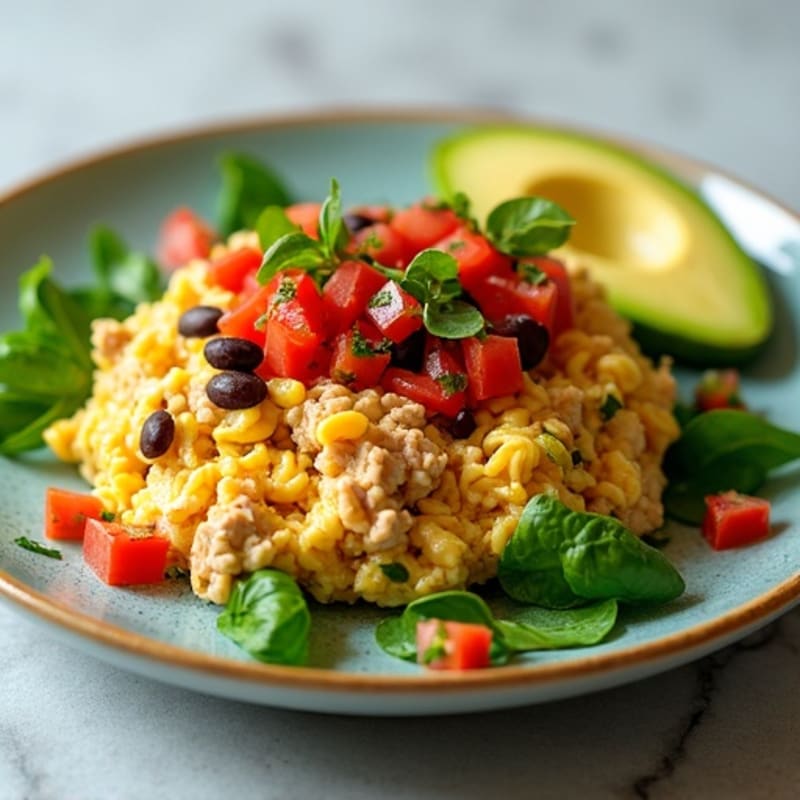 Egg White Scramble with Turkey, Black Beans, and Fresh Salsa