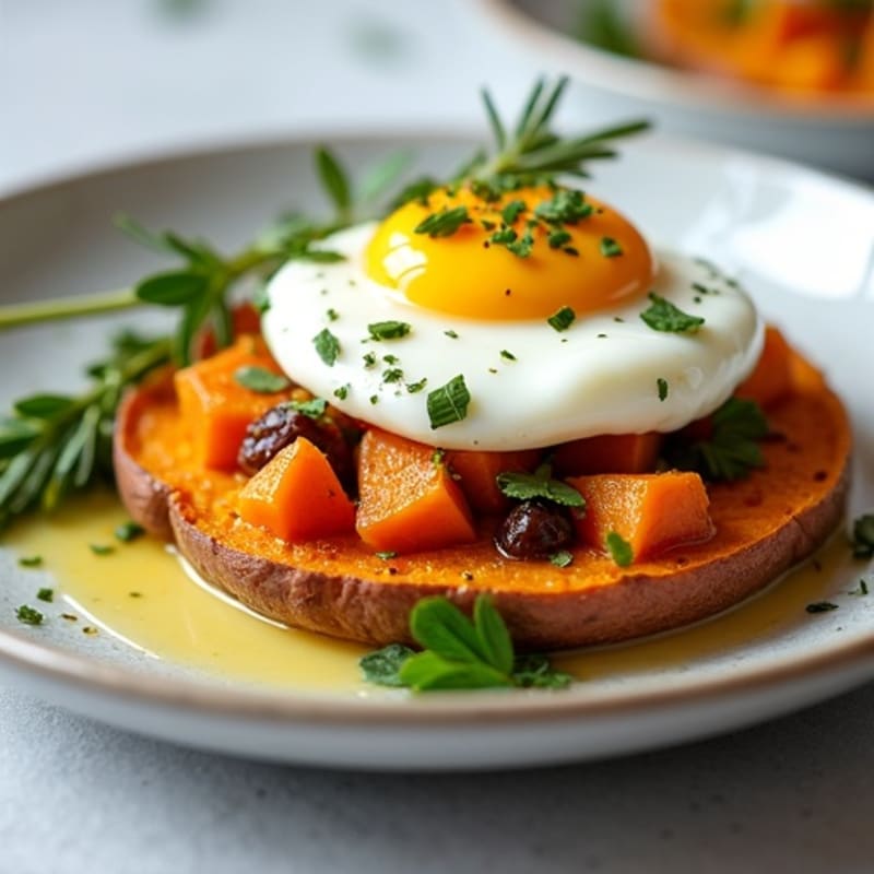 Herb-Roasted Sweet Potato with Greek Yogurt Topping