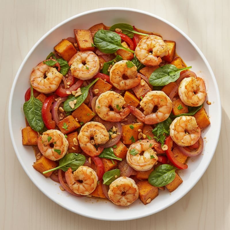 Garlic Shrimp and Sweet Potato Skillet