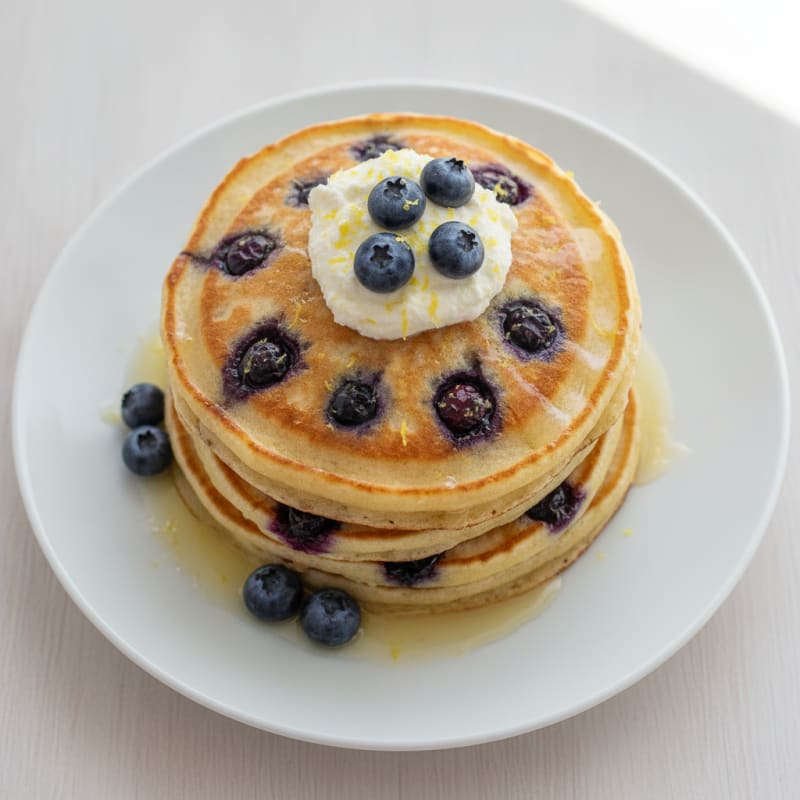 Blueberry Ricotta Pancakes with Lemon Zest