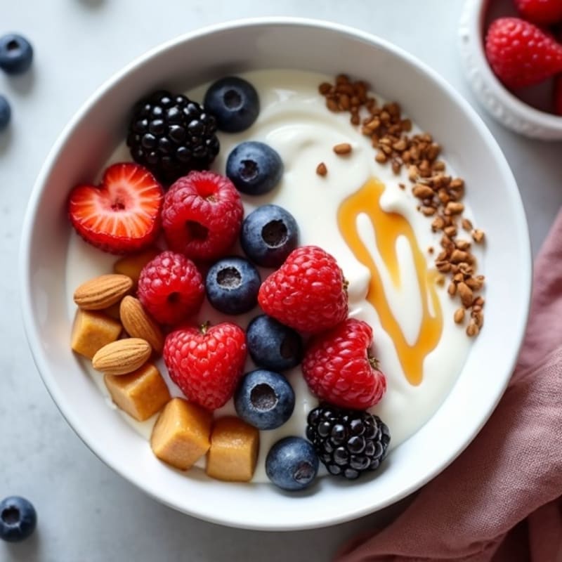 Greek Yogurt Protein Bowl with Mixed Berries and Almond Butter
