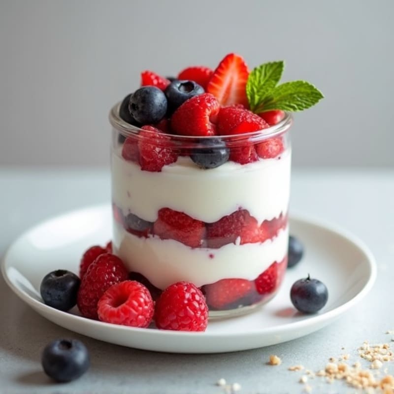 Greek Yogurt Protein Parfait with Mixed Berries and Almond Butter