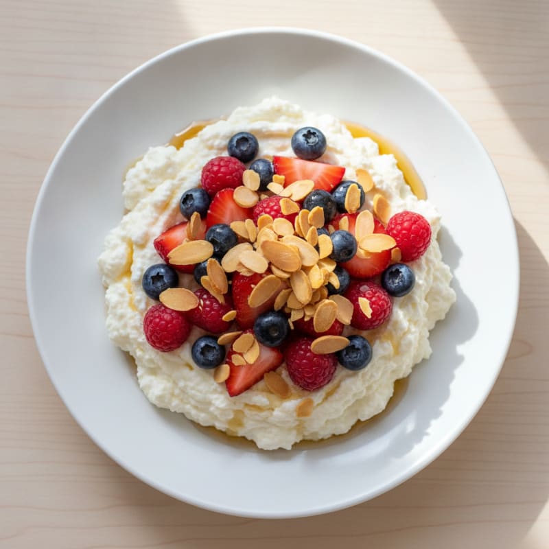 Silky Cottage Cheese Protein Mousse with Mixed Berries