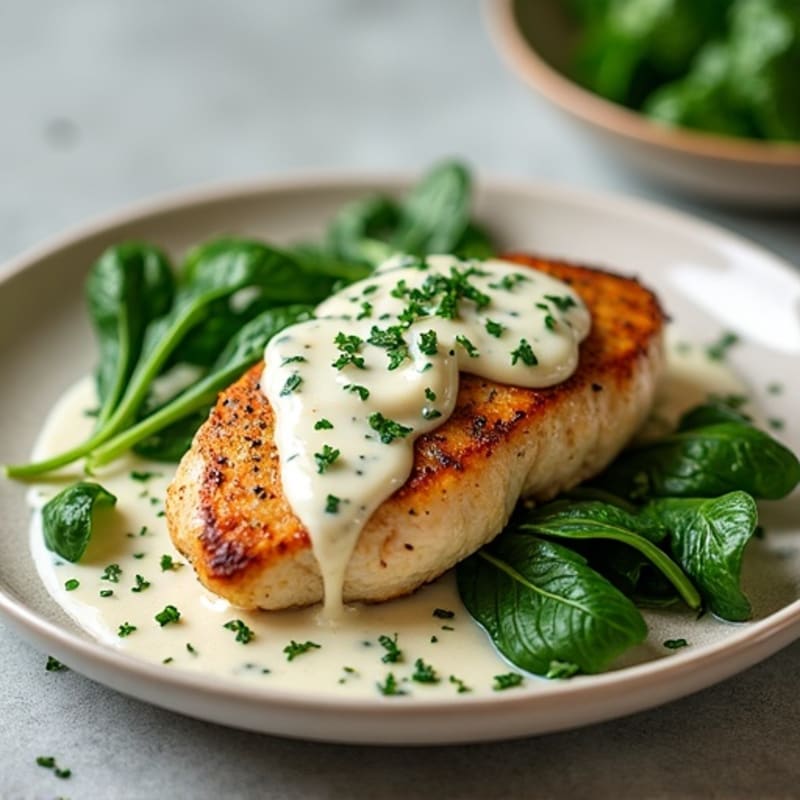 Pan-Seared Chicken with Creamy Spinach Artichoke Sauce