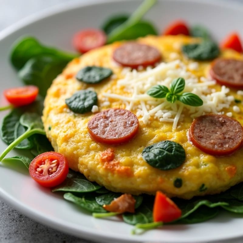 Crispy Egg White Frittata with Turkey Sausage and Spinach