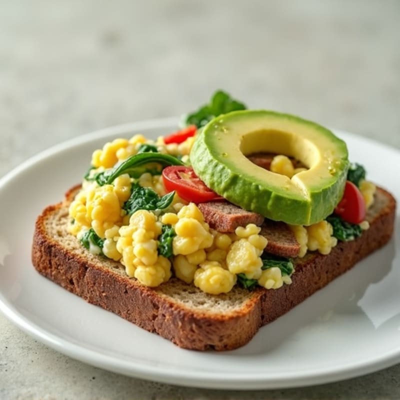 Egg White Spinach Scramble with Turkey Sausage & Toast with Avocado