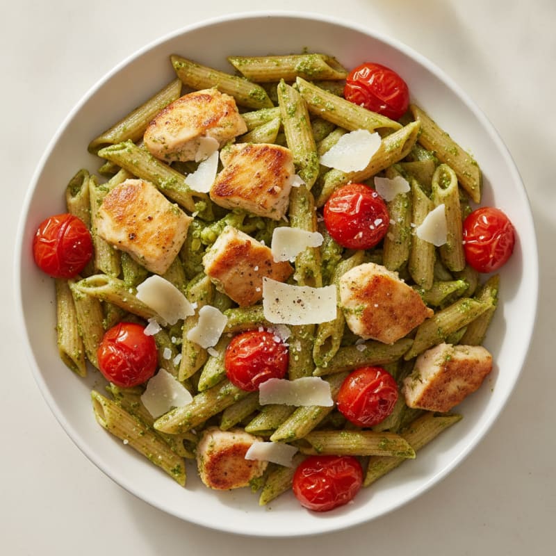 Pesto Chicken Penne with Roasted Tomatoes