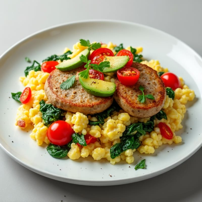 Egg White and Turkey Sausage Scramble with Spinach