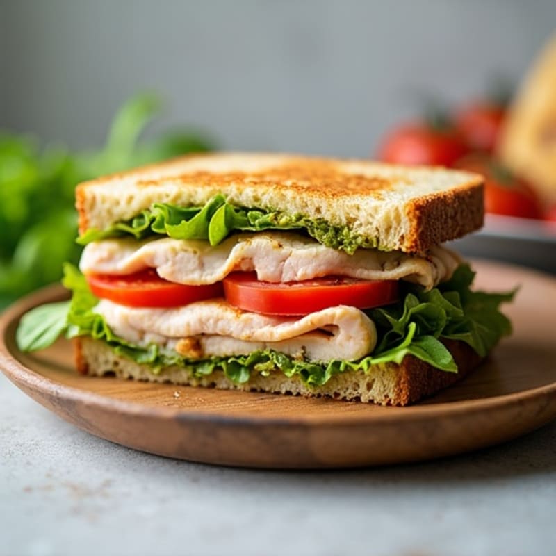 Crispy Pressed Turkey Pesto Sandwich