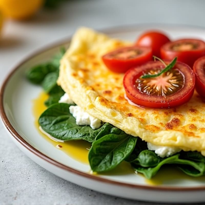 Egg White Spinach Omelette with Cottage Cheese