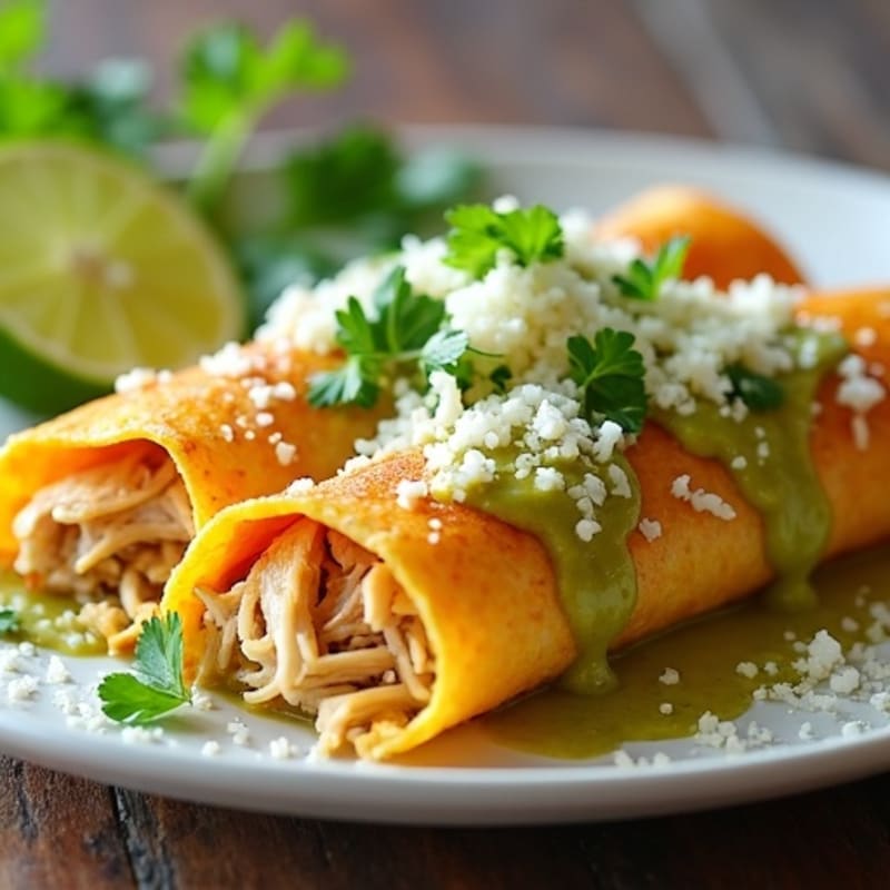 Salsa Verde Shredded Chicken Enchiladas