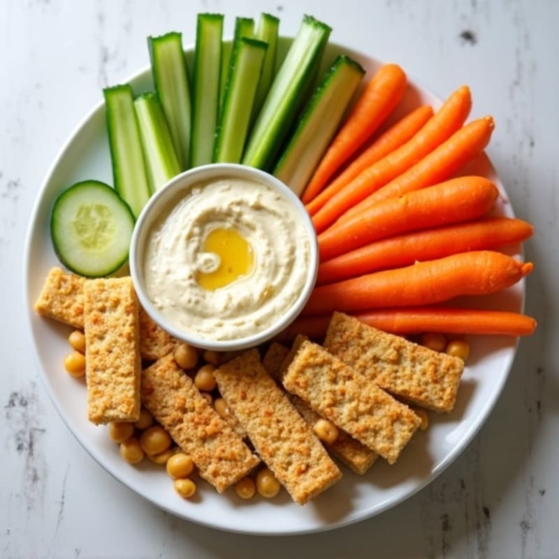 Crispy Fresh Veggie Sticks with Creamy Hummus
