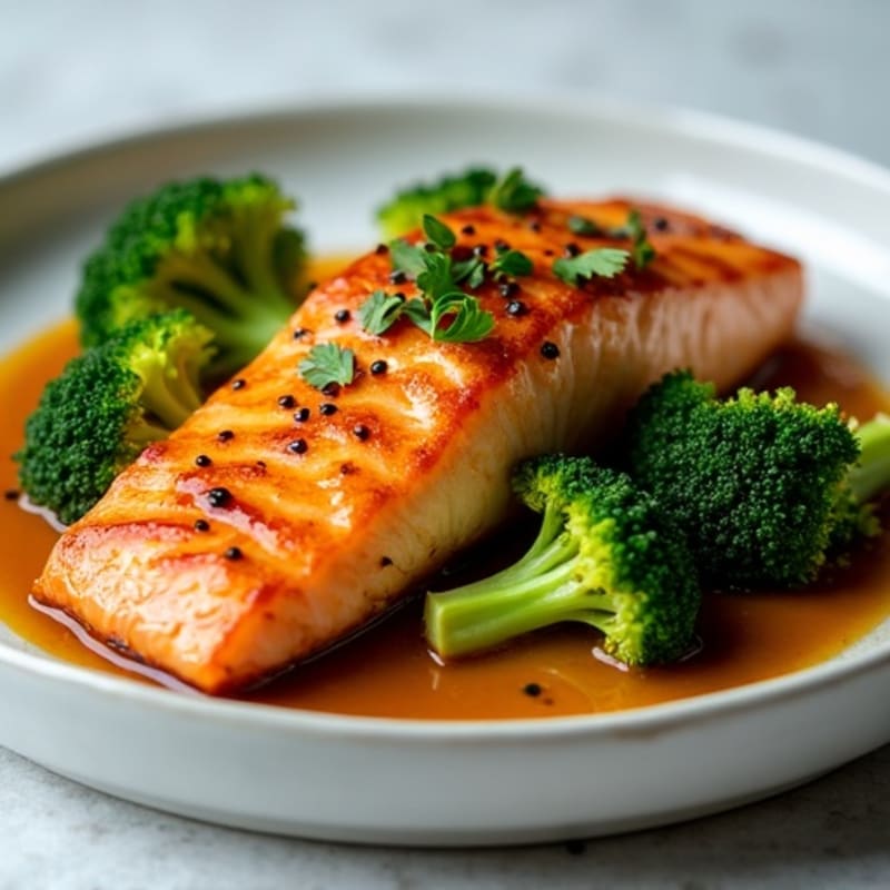 Ginger-Sesame Glazed Salmon with Roasted Broccoli