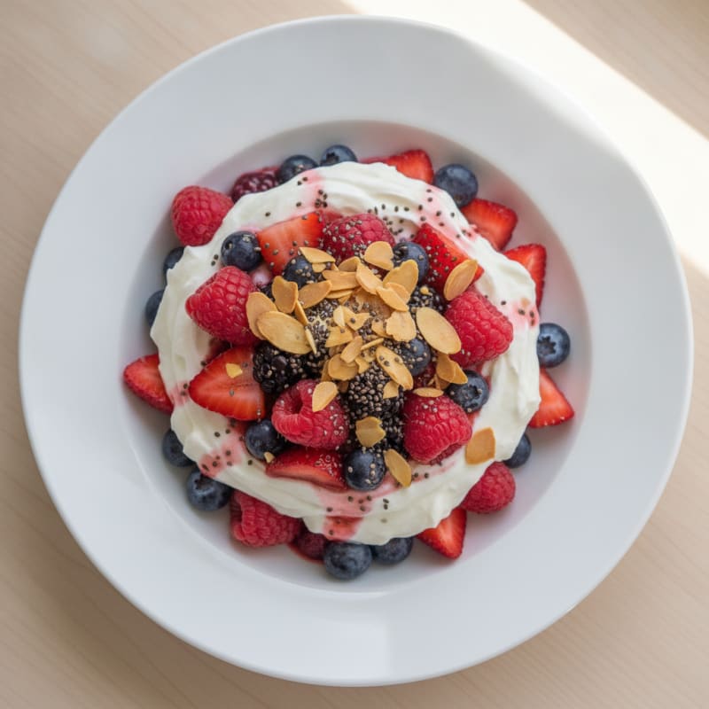 Greek Yogurt Protein Parfait with Mixed Berries