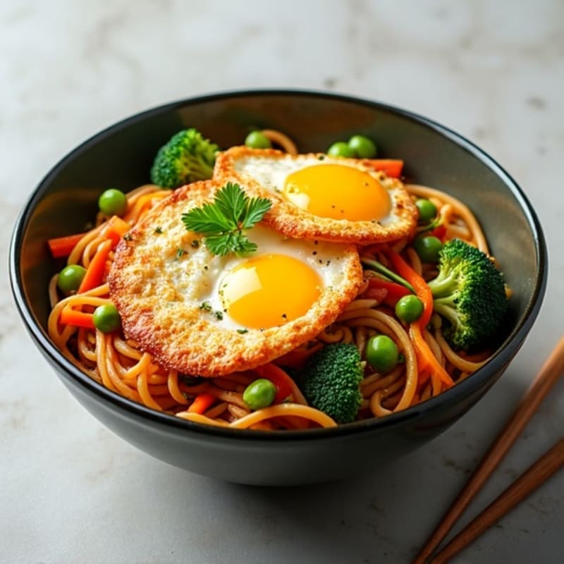 Crispy Egg and Vegetable Ramen Stir-fry