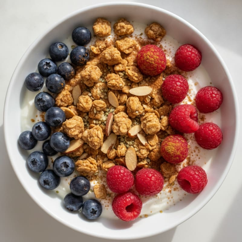 Creamy Greek Yogurt Bowl with Mixed Berries and Protein Granola