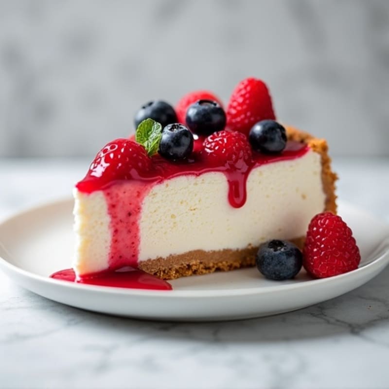 Greek Yogurt Protein Cheesecake with Mixed Berries