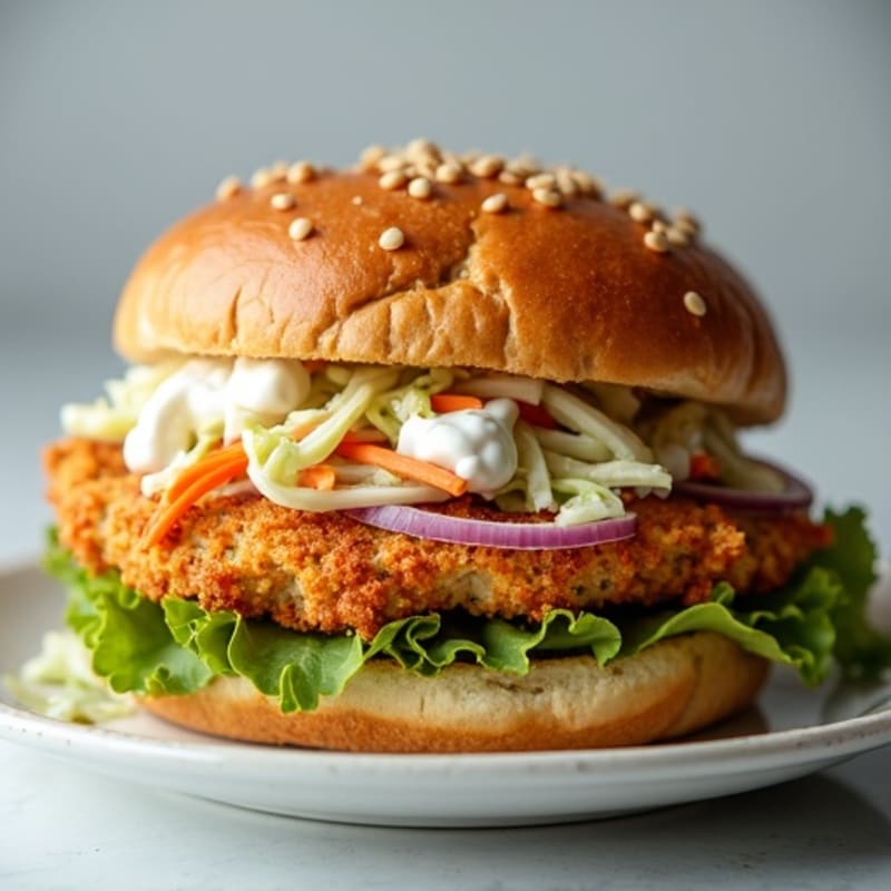 Crispy Baked Chicken Sandwich with Greek Yogurt Slaw