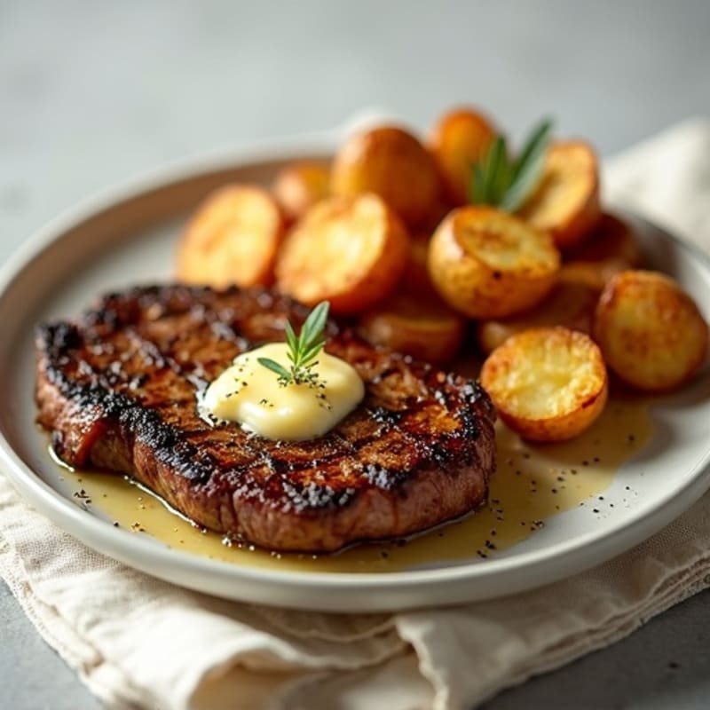 Garlic Butter Steak with Crispy Roasted Potatoes