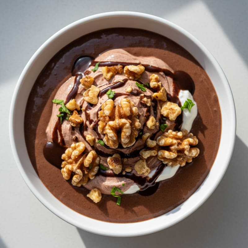 Silky Chocolate Protein Pudding with Toasted Walnuts