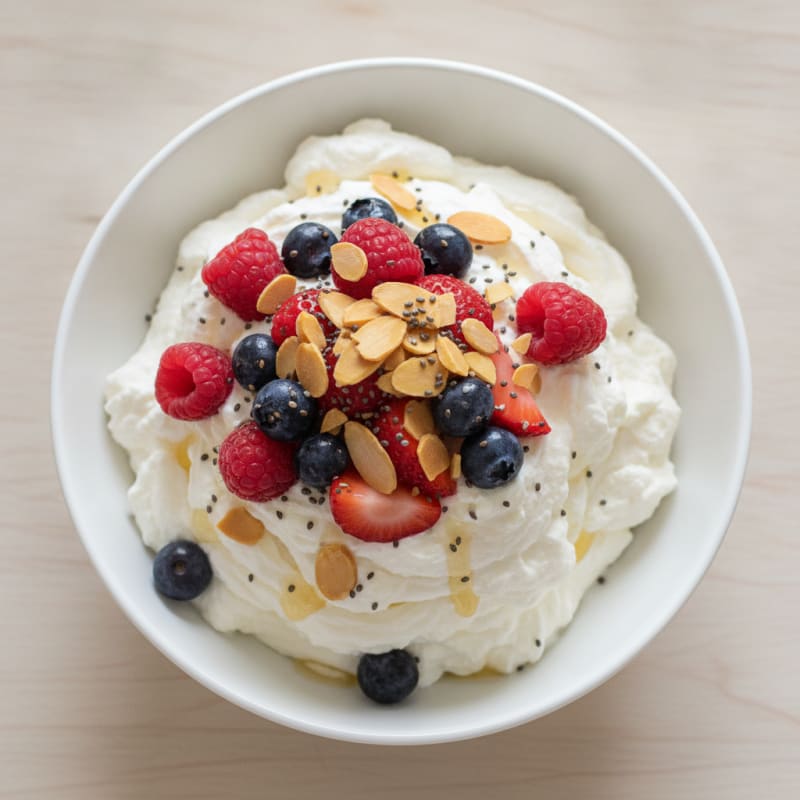 Greek Yogurt Protein Mousse with Mixed Berries