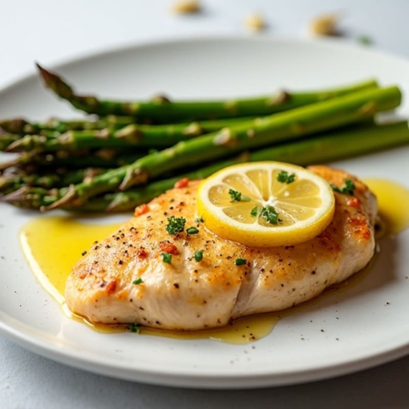 Lemon Garlic Baked Chicken with Crispy Roasted Asparagus