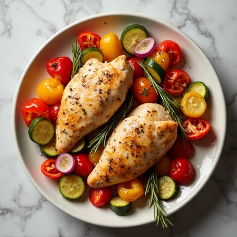 Sheet Pan Herb-Roasted Chicken with Rainbow Vegetables
