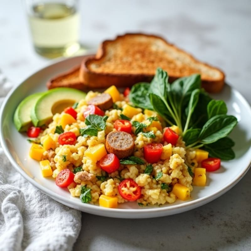Egg White Veggie Scramble with Turkey Sausage