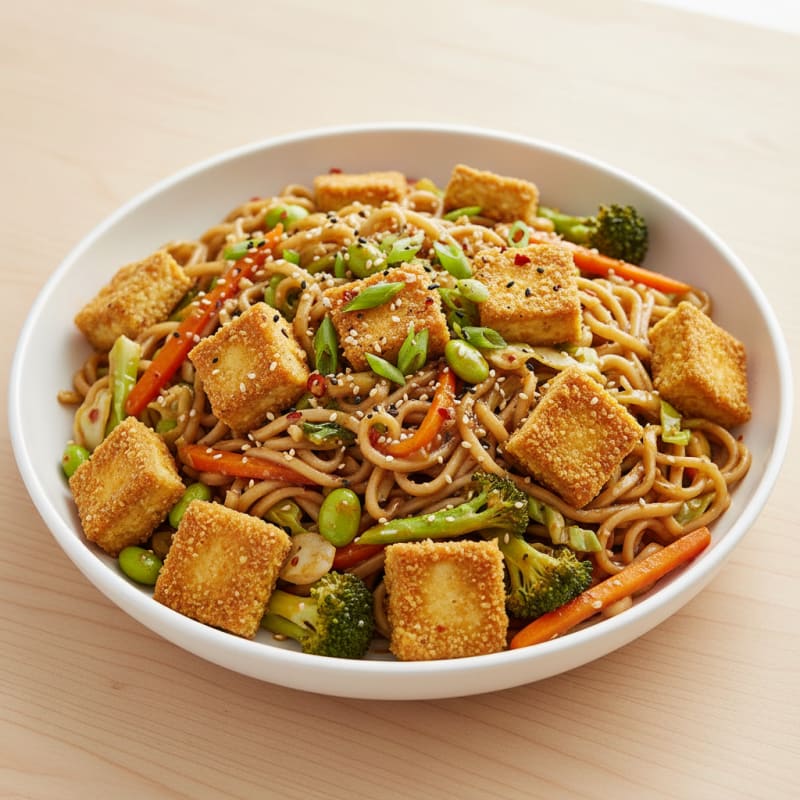 Vegetable Hakka Noodles with Ginger-Garlic Sauce