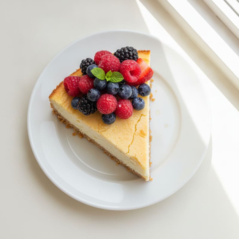 Greek Yogurt Protein Cheesecake with Fresh Berries
