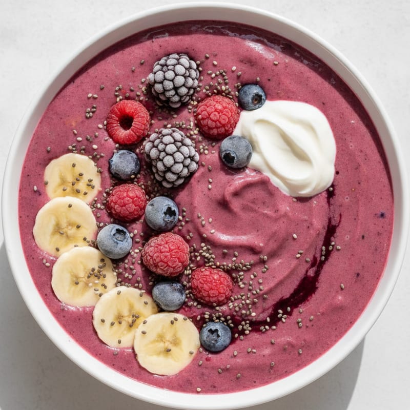 Creamy Berry Protein Smoothie with Chia Seeds and Greek Yogurt