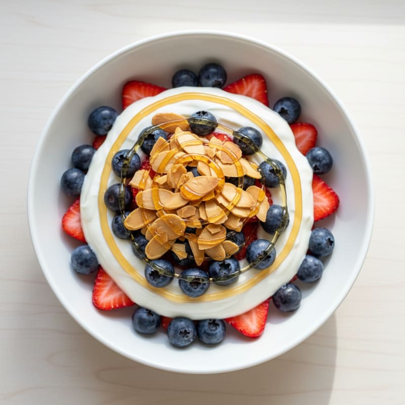 Greek Yogurt Berry Parfait with Crunchy Almonds