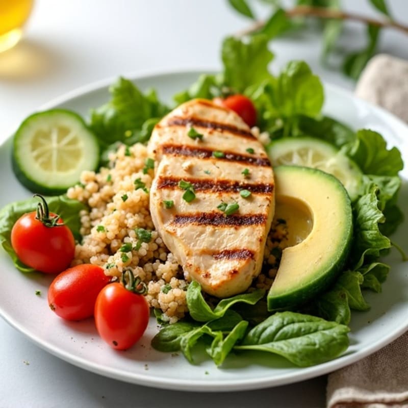 Grilled Chicken and Quinoa Salad with Fresh Greens