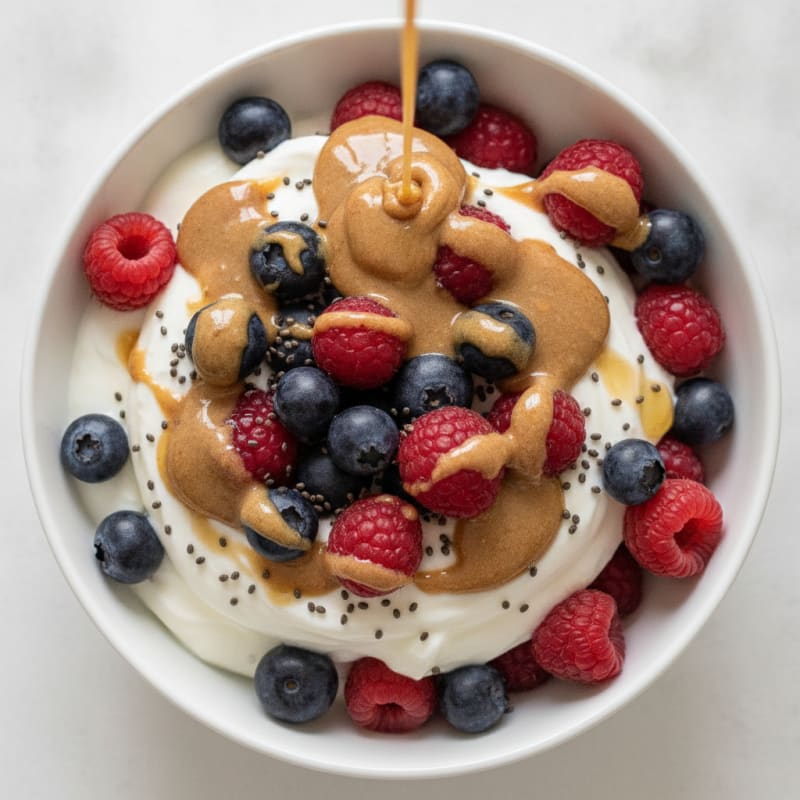 Creamy Greek Yogurt Parfait with Mixed Berries and Almond Butter
