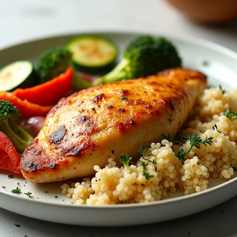 Sheet Pan Roasted Chicken and Vegetables with Fluffy Herbed Quinoa