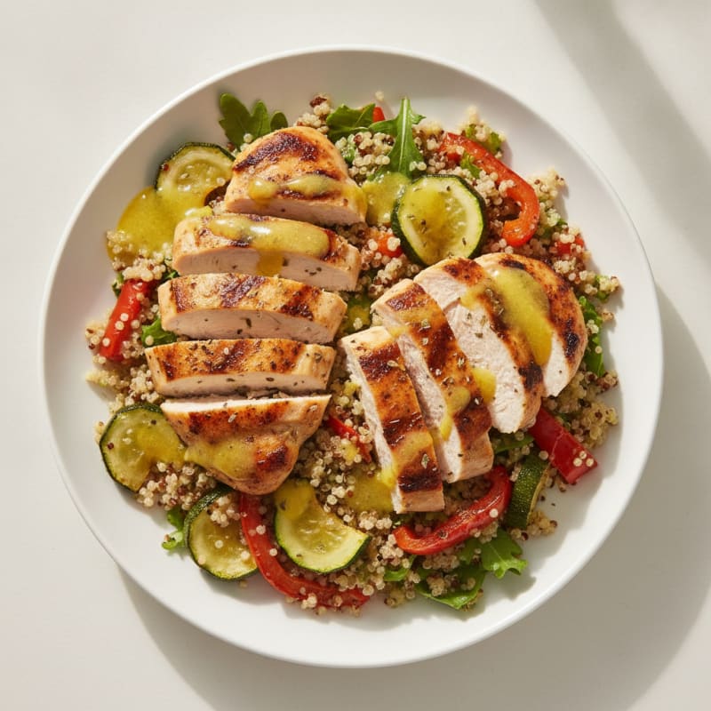 Grilled Chicken and Quinoa Salad with Roasted Vegetables