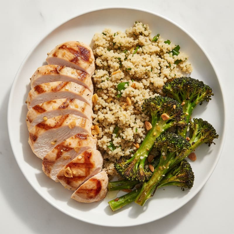 Grilled Turkey Breast with Quinoa and Roasted Broccoli