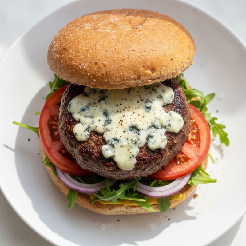 Blue Cheese Crusted Beef Burger