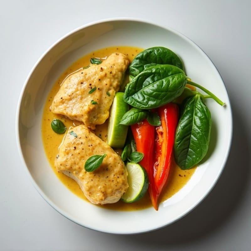 Creamy Coconut Green Curry Chicken with Fresh Vegetables