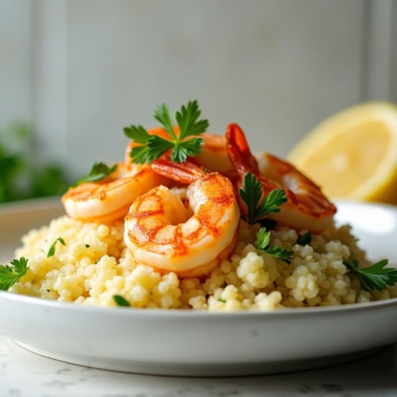 Garlic-Lemon Pan Seared Shrimp with Herb Cauliflower Rice