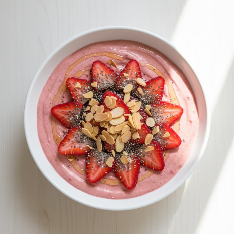 Silky Protein Strawberry Smoothie Bowl with Chia Seeds
