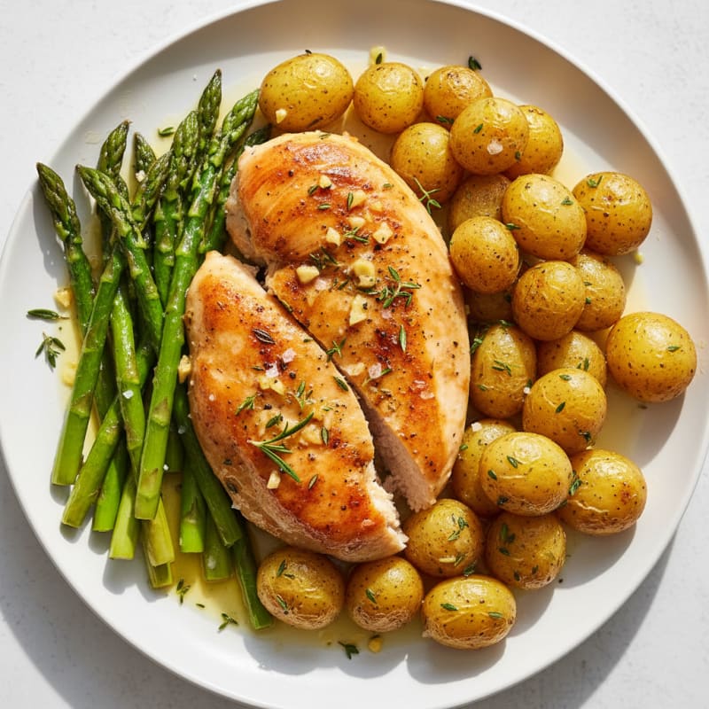 Lemon-Herb Roasted Chicken with Asparagus