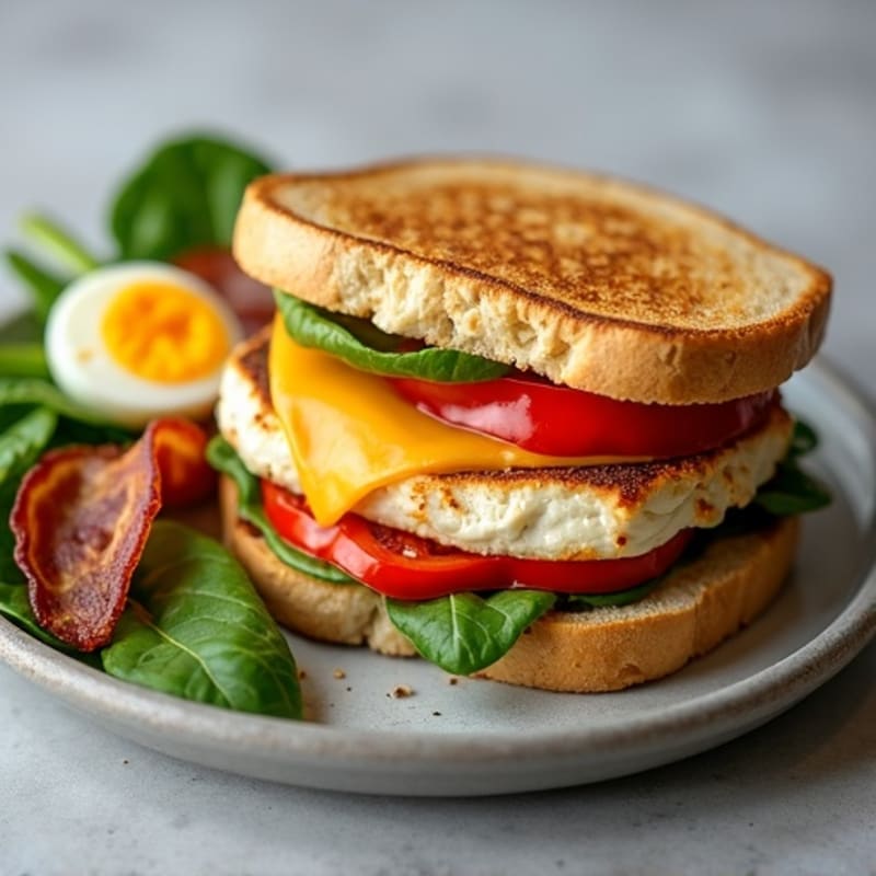 Grilled Chicken and Roasted Pepper Sandwich with Spinach Salad