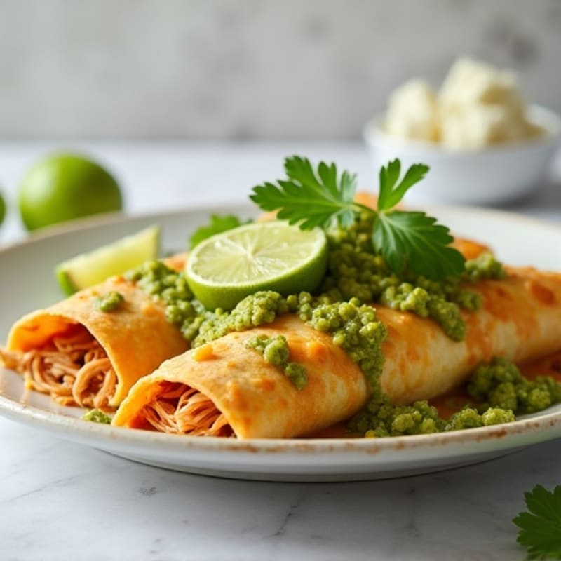 Salsa Verde Shredded Chicken Enchiladas
