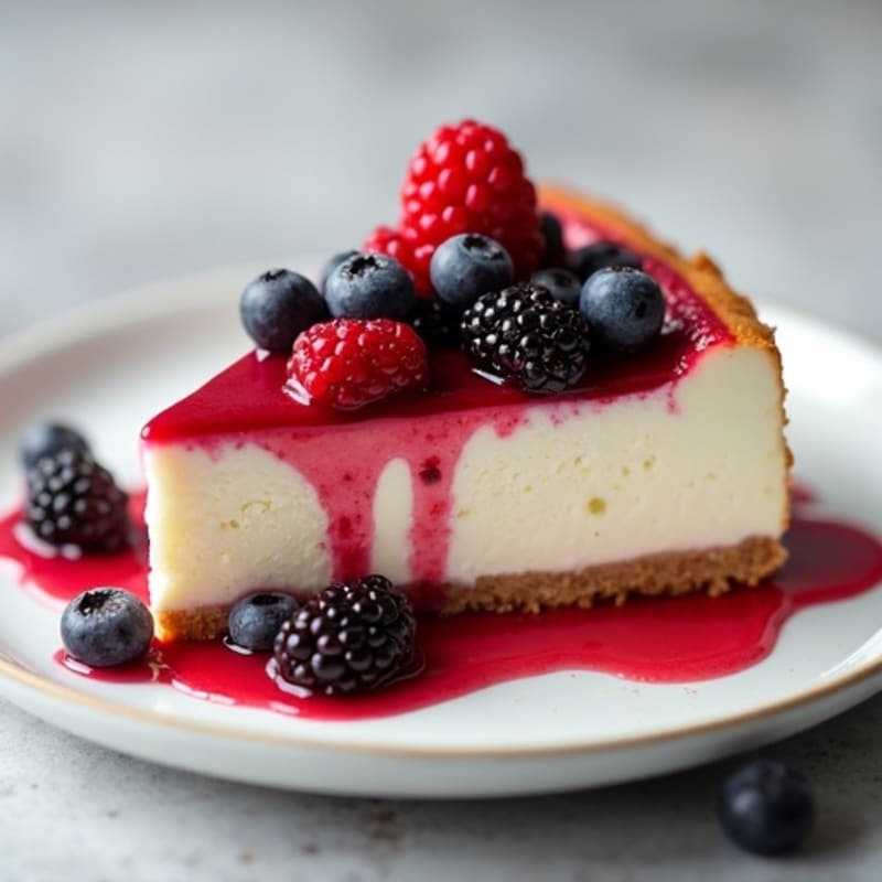 Silky Protein Cheesecake with Berry Compote
