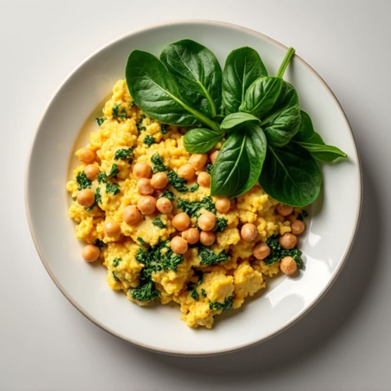 Silken Tofu Scramble with Spinach and Chickpeas