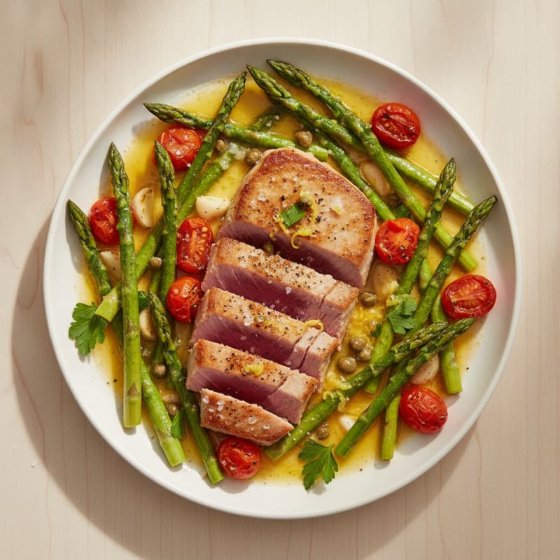 Pan-Seared Tuna with Lemon-Herb Sauce
