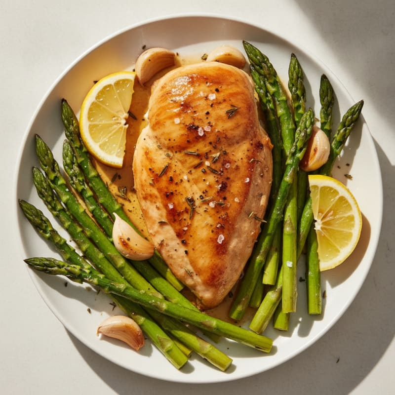 Lemon Herb Roasted Chicken with Asparagus