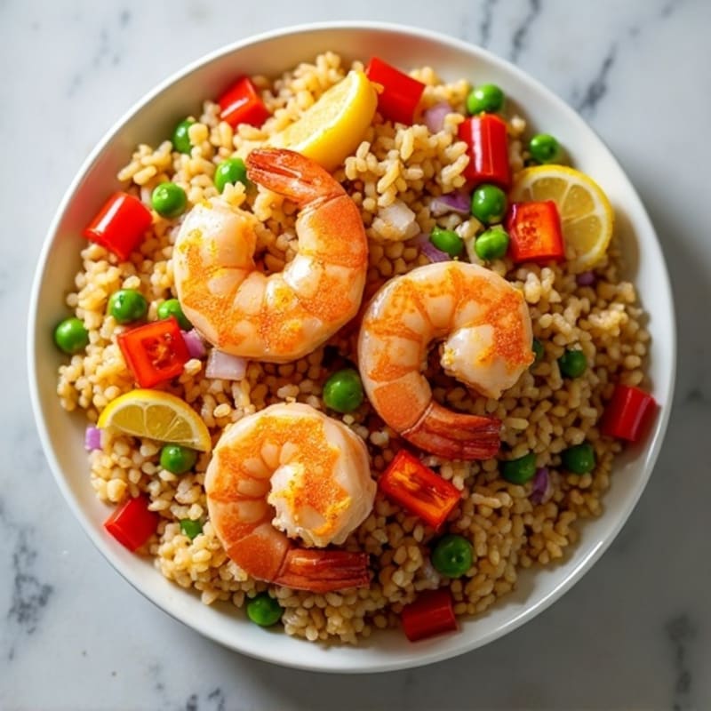 Crispy One-Pan Seafood Saffron Rice with Fresh Vegetables